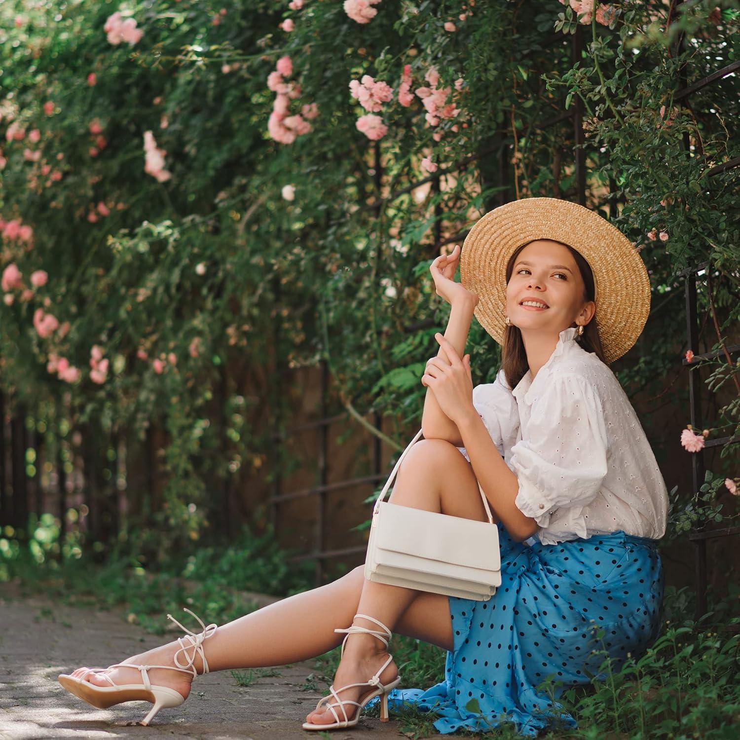 imageAllegra K Womens Strappy Lace Up Kitten Heels SandalsNude