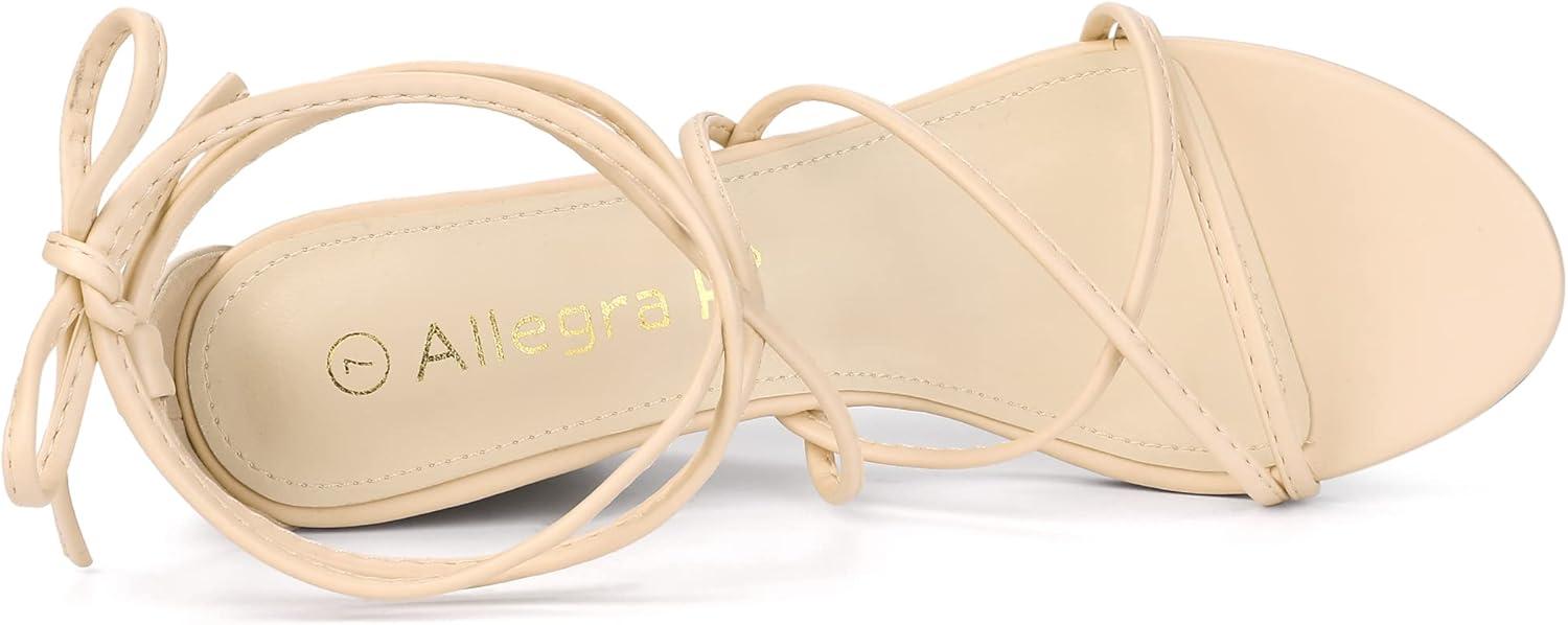 imageAllegra K Womens Wedge Heels Lace Up Strappy Low Wedges SandalsBeige
