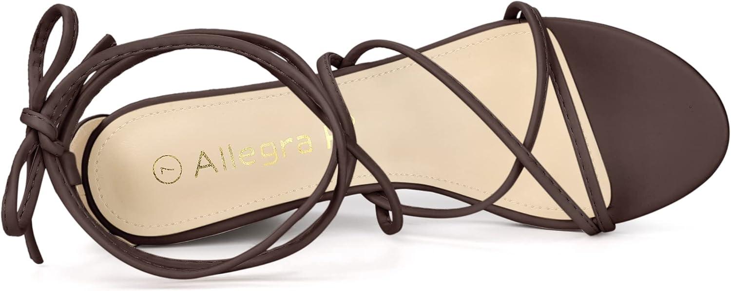 imageAllegra K Womens Wedge Heels Lace Up Strappy Low Wedges SandalsBrown
