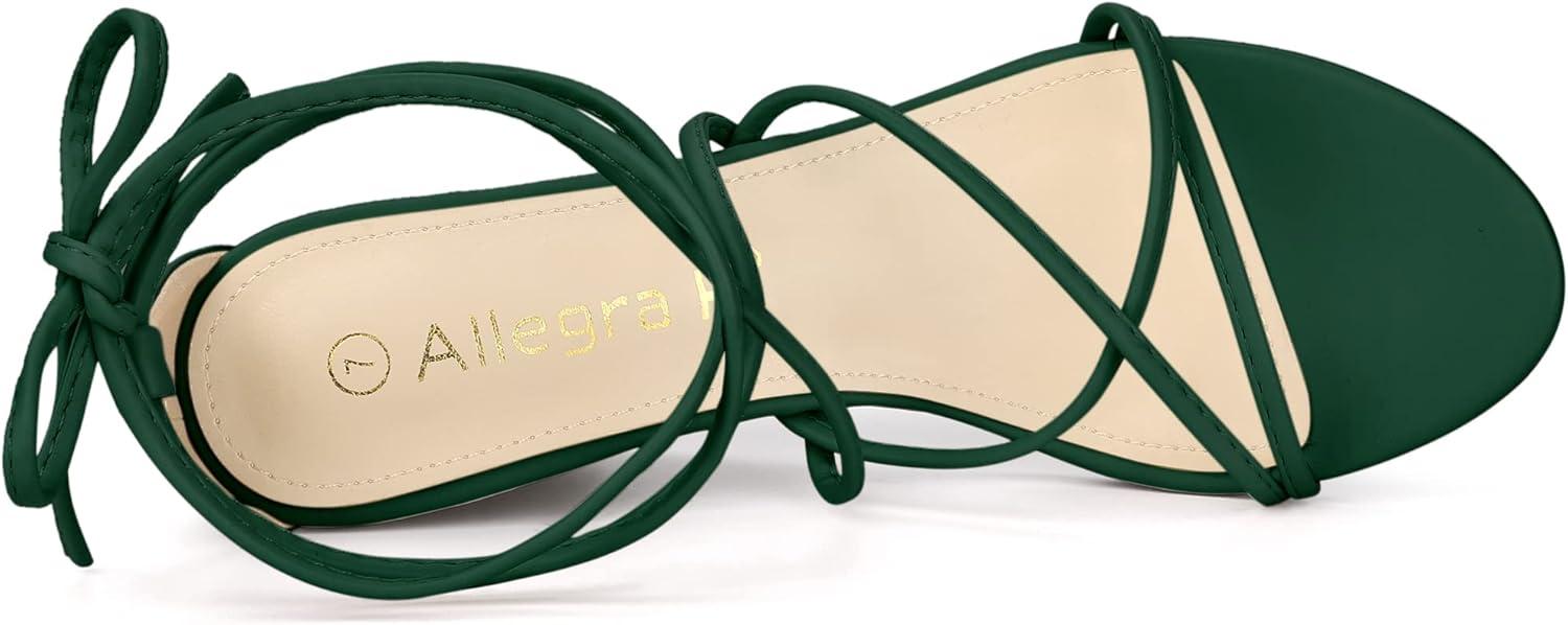 imageAllegra K Womens Wedge Heels Lace Up Strappy Low Wedges SandalsDark Green