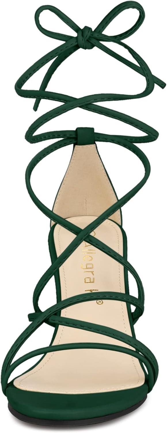 imageAllegra K Womens Wedge Heels Lace Up Strappy Low Wedges SandalsDark Green