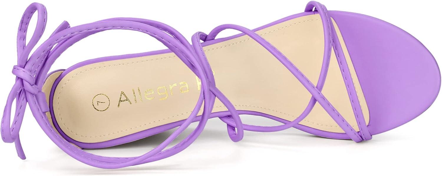 imageAllegra K Womens Wedge Heels Lace Up Strappy Low Wedges SandalsLavender