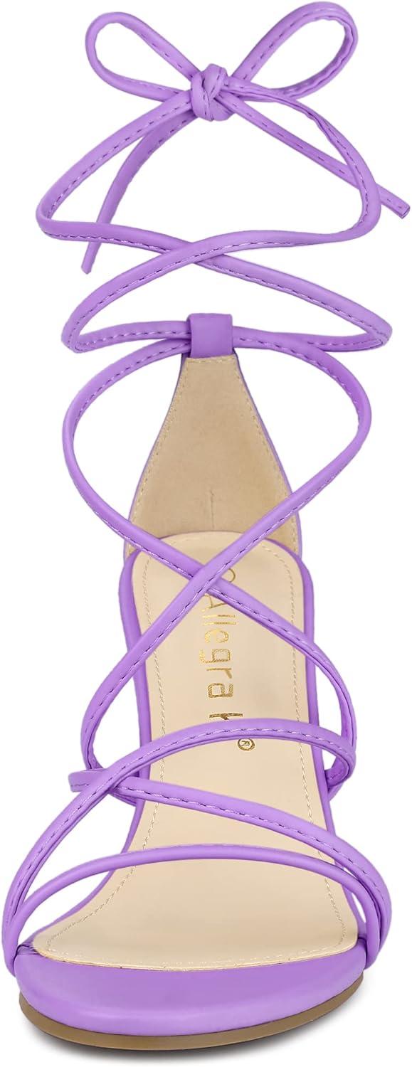 imageAllegra K Womens Wedge Heels Lace Up Strappy Low Wedges SandalsLavender