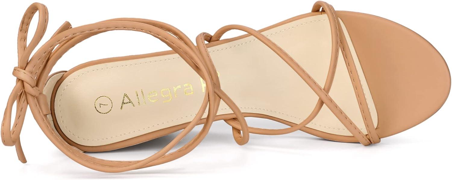 imageAllegra K Womens Wedge Heels Lace Up Strappy Low Wedges SandalsNude