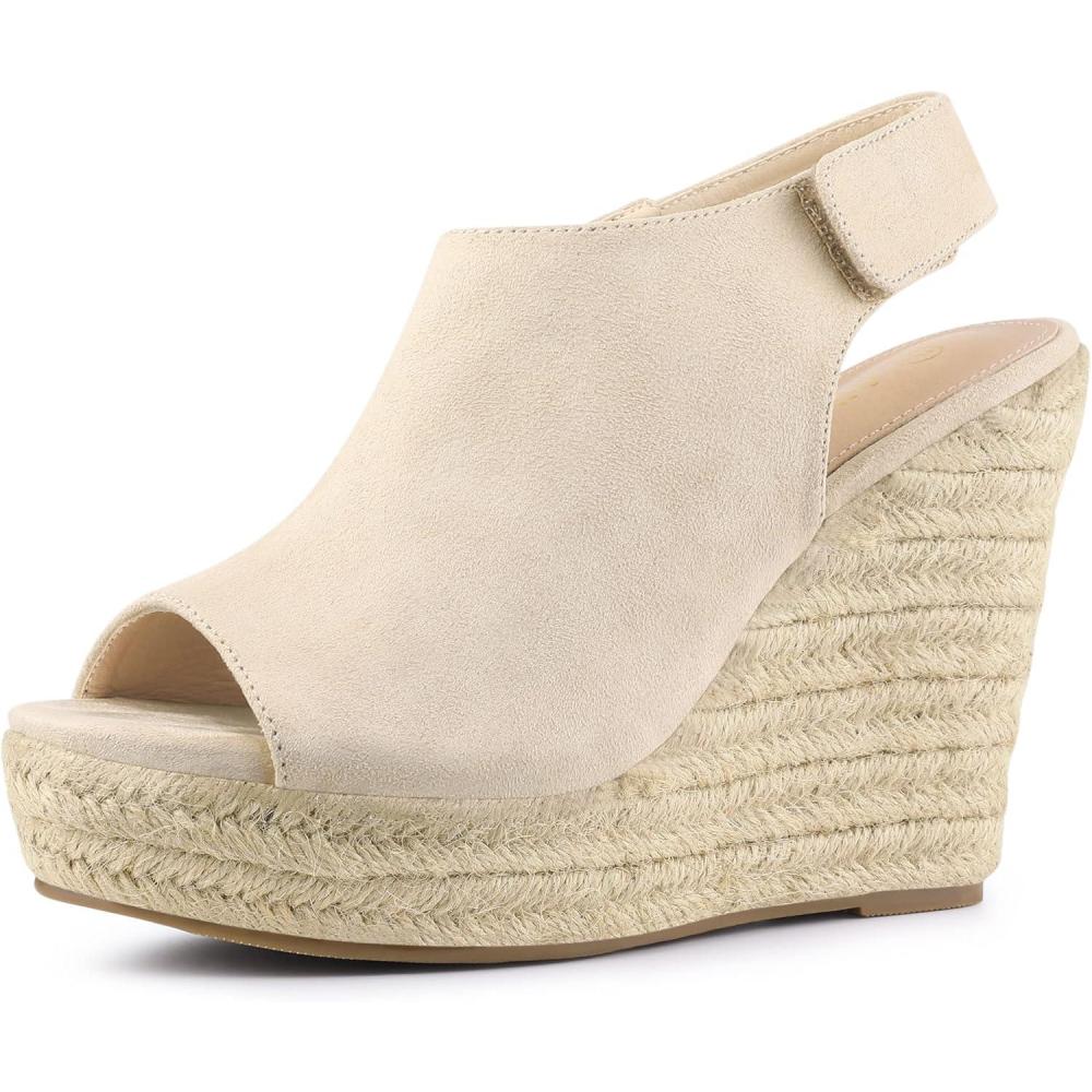 imageAllegra K Womens Espadrille Platform Heeled Wedges SandalsBeige
