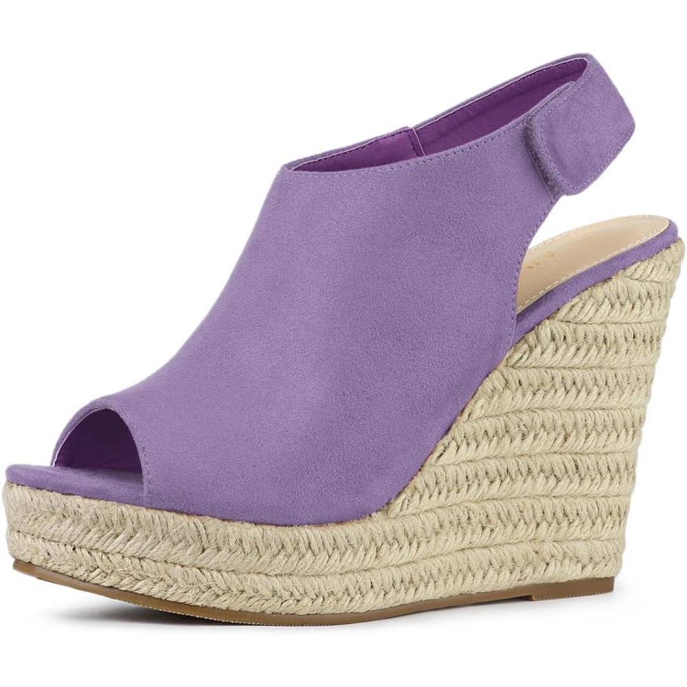 imageAllegra K Womens Espadrille Platform Heeled Wedges SandalsPurple