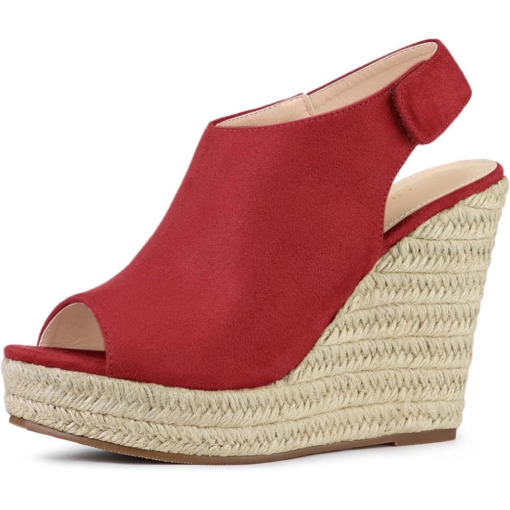 imageAllegra K Womens Espadrille Platform Heeled Wedges SandalsRed