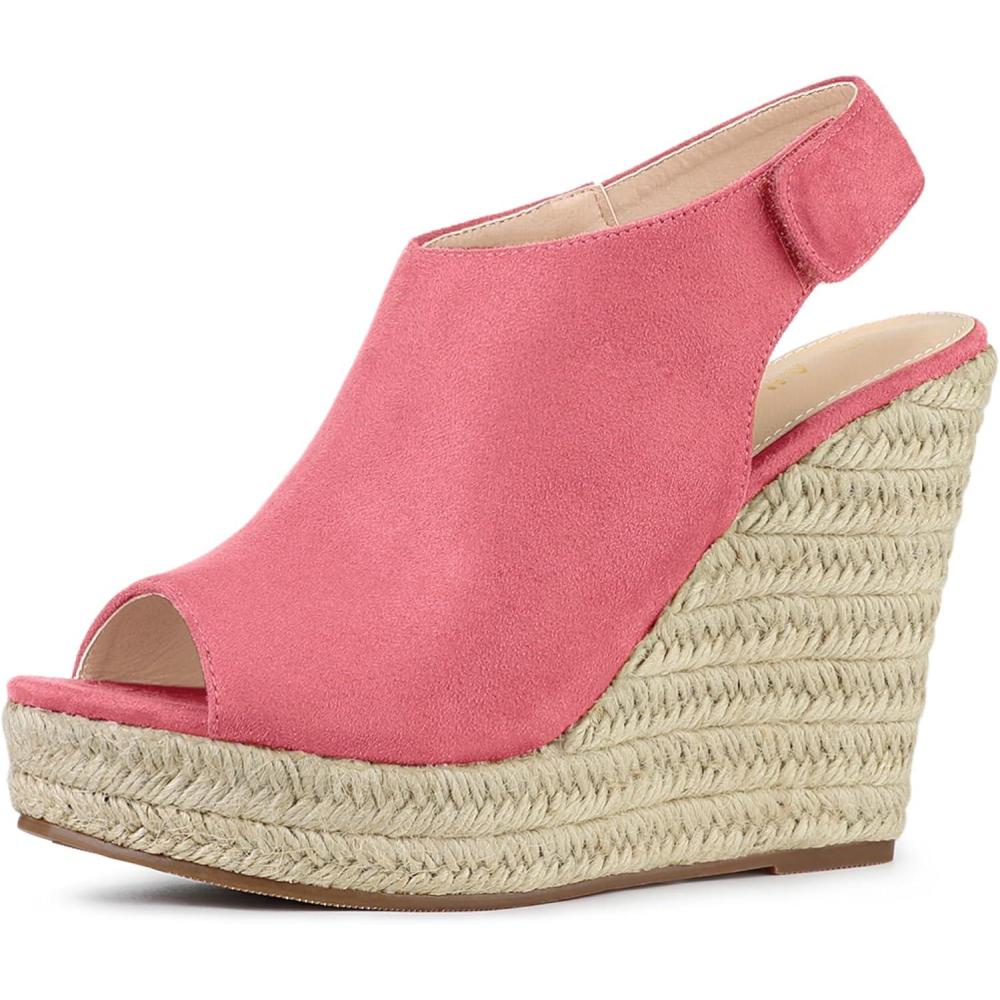 imageAllegra K Womens Espadrille Platform Heeled Wedges SandalsWatermelon Red