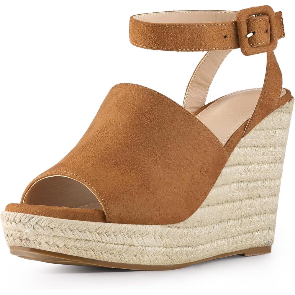 imageAllegra K Womens Espadrille Platform Slingback Wedges Heels SandalsBrown