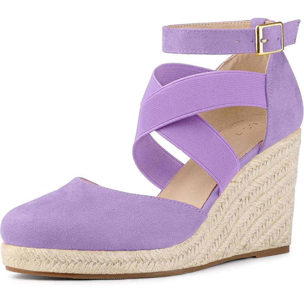 imageAllegra K Womens Espadrilles Closed Toe Wedges Heels SandalsPurple