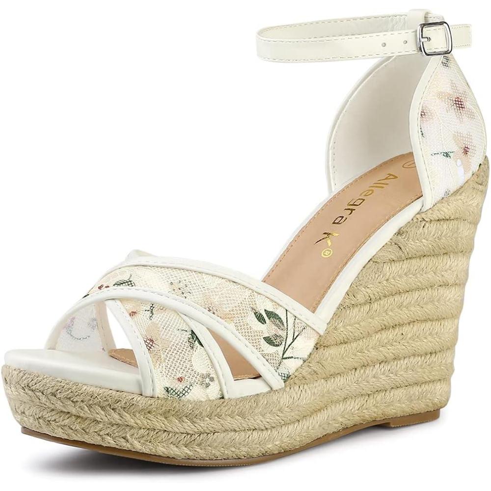 imageAllegra K Womens Espadrilles Lace Wedges Wedge SandalsGreen