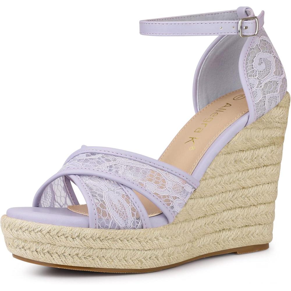 imageAllegra K Womens Espadrilles Lace Wedges Wedge SandalsPurple Flower