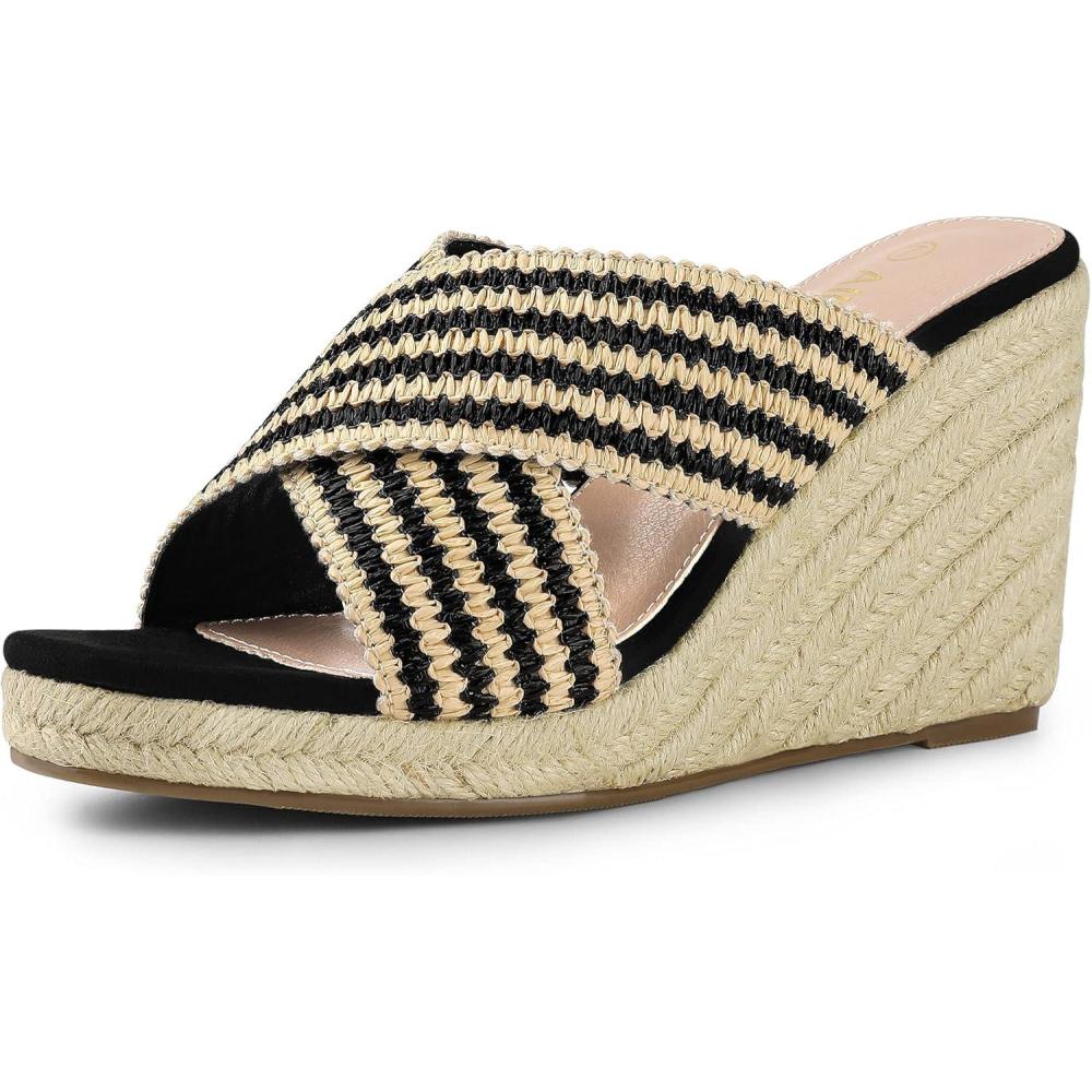 imageAllegra K Womens Espadrilles Wedges Slide Wedge SandalsBlack