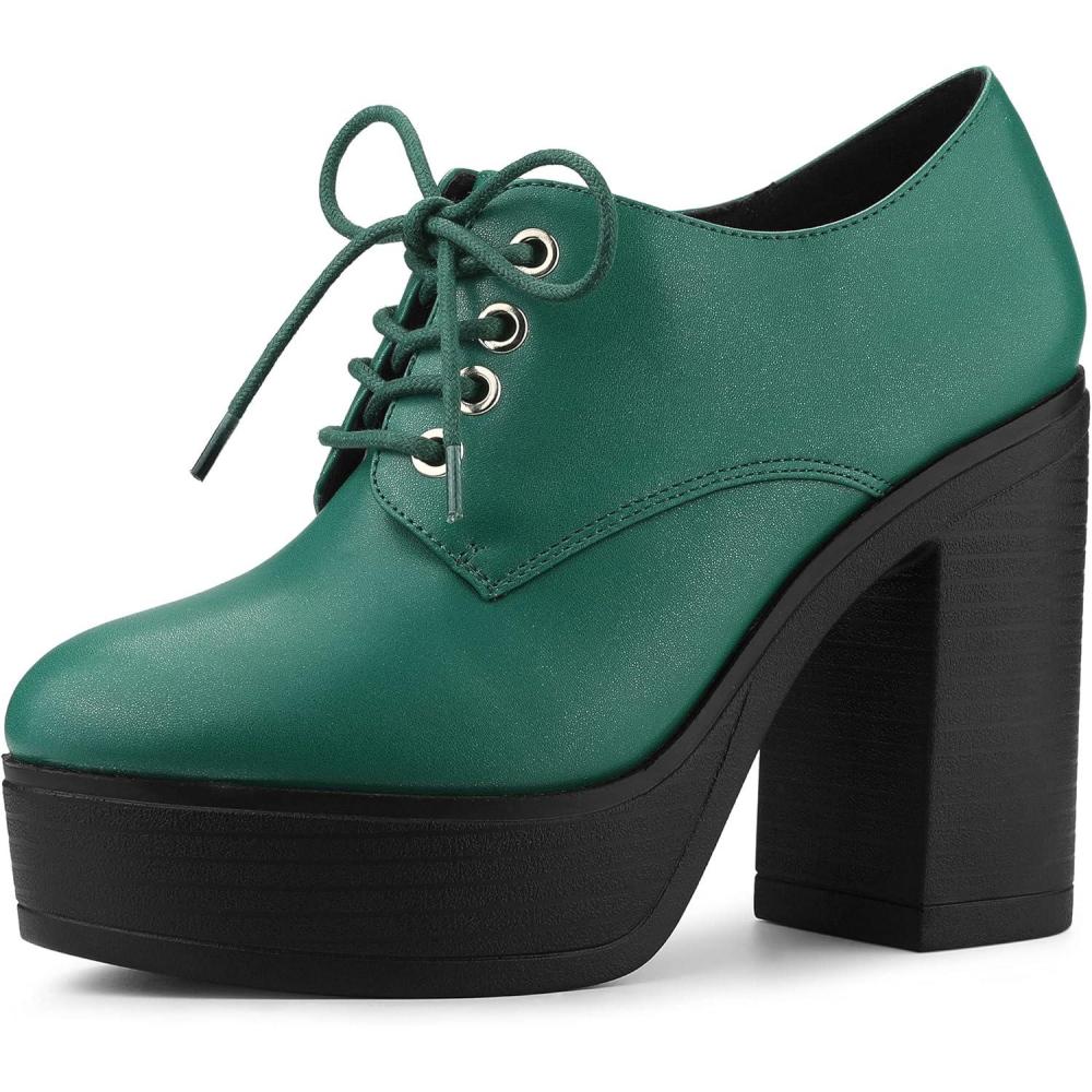 imageAllegra K Womens Platform Lace Up Chunky Heel Ankle BootsGreen