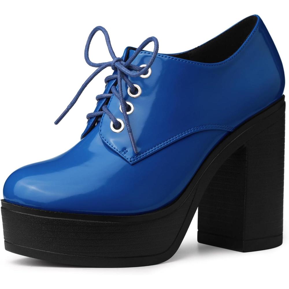 imageAllegra K Womens Platform Lace Up Chunky Heel Ankle BootsRoyal Blue