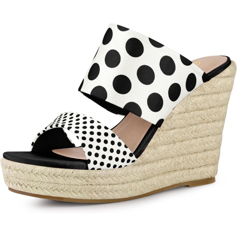 imageAllegra K Womens Platform Polka Dots Heel Espadrille Wedge SandalsBlack