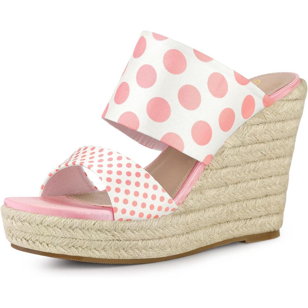 imageAllegra K Womens Platform Polka Dots Heel Espadrille Wedge SandalsLight Pink