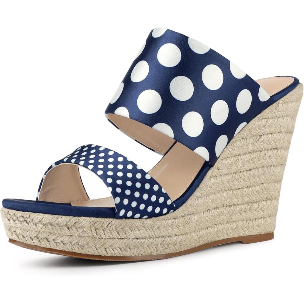 imageAllegra K Womens Platform Polka Dots Heel Espadrille Wedge SandalsRoyal Blue