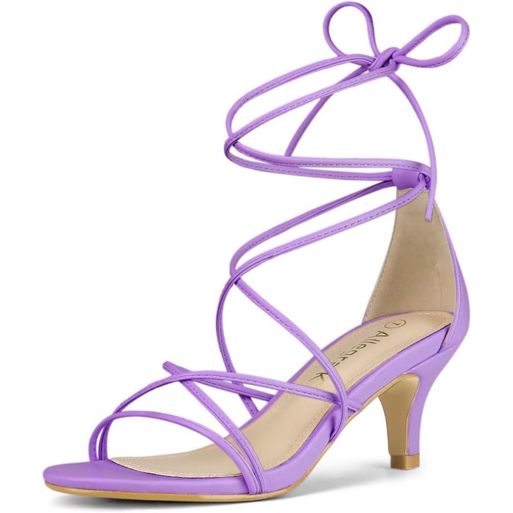 imageAllegra K Womens Strappy Kitten Heel Lace Up SandalsPurple