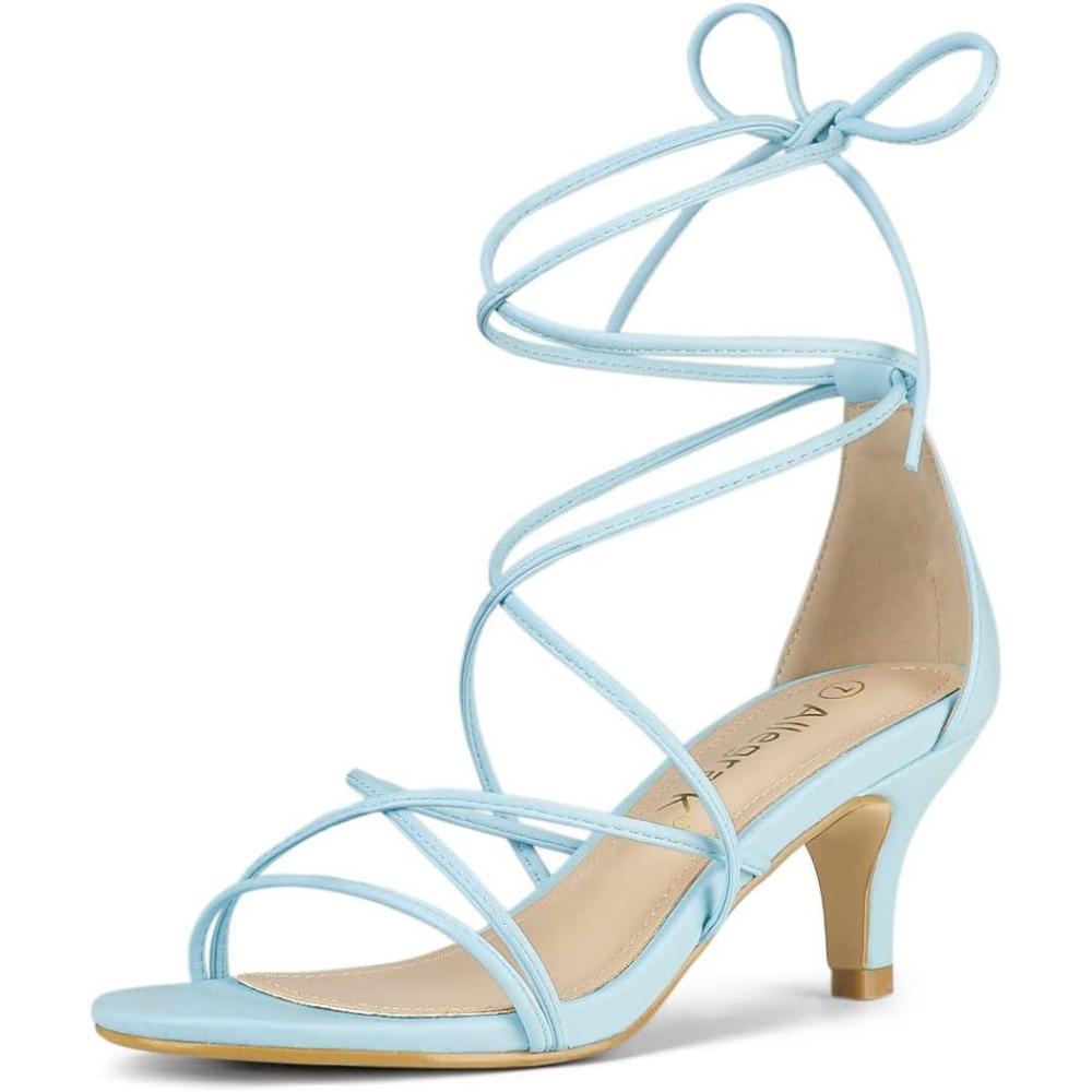 imageAllegra K Womens Strappy Kitten Heel Lace Up SandalsSky Blue
