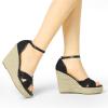 imageAllegra K Womens Espadrilles Lace Wedges Wedge SandalsBlack