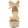 imageAllegra K Womens Espadrilles Tie Up Ankle Strap Wedges SandalsBeige