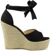imageAllegra K Womens Espadrilles Tie Up Ankle Strap Wedges SandalsBlack