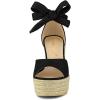 imageAllegra K Womens Espadrilles Tie Up Ankle Strap Wedges SandalsBlack