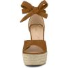 imageAllegra K Womens Espadrilles Tie Up Ankle Strap Wedges SandalsBrown