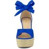 imageAllegra K Womens Espadrilles Tie Up Ankle Strap Wedges SandalsDeep Blue