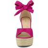 imageAllegra K Womens Espadrilles Tie Up Ankle Strap Wedges SandalsHot Pink