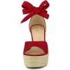 imageAllegra K Womens Espadrilles Tie Up Ankle Strap Wedges SandalsRed