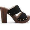 imageAllegra K Womens Faux Suede Platform High Block Heel Slides SandalsBlack