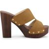 imageAllegra K Womens Faux Suede Platform High Block Heel Slides SandalsBrown