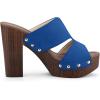 imageAllegra K Womens Faux Suede Platform High Block Heel Slides SandalsDeep Blue