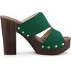 imageAllegra K Womens Faux Suede Platform High Block Heel Slides SandalsGreen