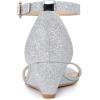 imageAllegra K Womens Glitter Heels Open Toe Wedge Heel SandalsSilver