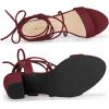imageAllegra K Womens Lace Up Block High Heels SandalsBurgundy