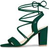 imageAllegra K Womens Lace Up Block High Heels SandalsGreen