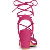 imageAllegra K Womens Lace Up Block High Heels SandalsHot Pink