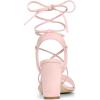 imageAllegra K Womens Lace Up Block High Heels SandalsLight Pink