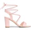imageAllegra K Womens Lace Up Block High Heels SandalsLight Pink