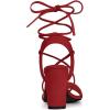 imageAllegra K Womens Lace Up Block High Heels SandalsRed