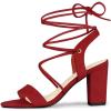 imageAllegra K Womens Lace Up Block High Heels SandalsRed