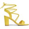 imageAllegra K Womens Lace Up Block High Heels SandalsYellow