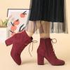 imageAllegra K Womens Lace Up Chunky Heel Ankle BootiesBurgundy