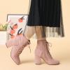 imageAllegra K Womens Lace Up Chunky Heel Ankle BootiesDust Pink