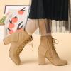 imageAllegra K Womens Lace Up Chunky Heel Ankle BootiesKhaki