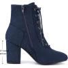 imageAllegra K Womens Lace Up Chunky Heel Ankle BootiesNavy Blue