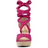 imageAllegra K Womens Lace Up Espadrilles Platform Wedges Hot Pink Sandals 6 M US